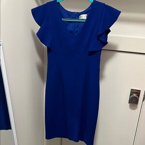 Blue Ruffle Sleeve Dress